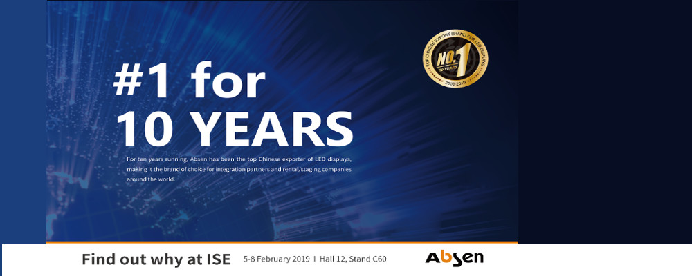 ABSEN CELEBRATES 10 YEARS AS  LEADING CHINESE LED EXPORTER